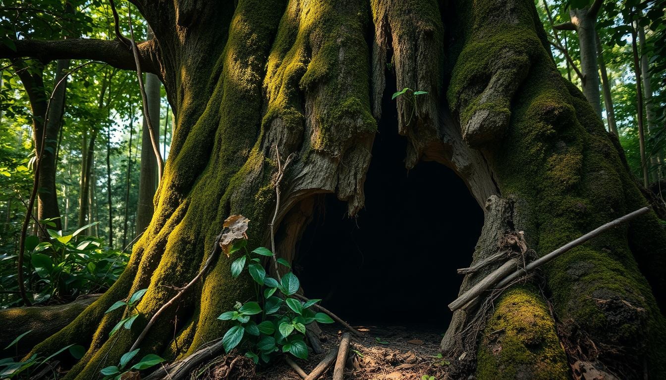 Building a Secret Dugout Shelter Inside a Tree Stump Real Survival Skills in the Amazon forest