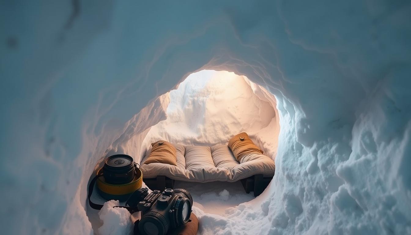 Surviving a Snowstorm in a Dugout Shelter While Solo Camping
